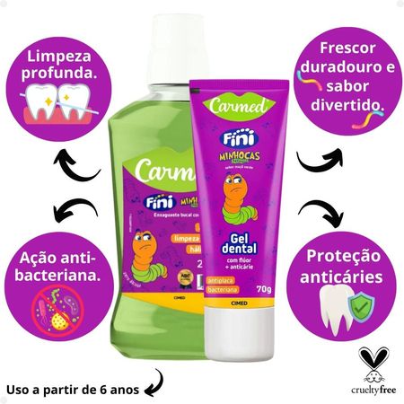 Kit-Carmed-Fini-Minhocas-Azedinhas:-Gel-Dental-70g-e-Enxaguante-Bucal-250ml--2