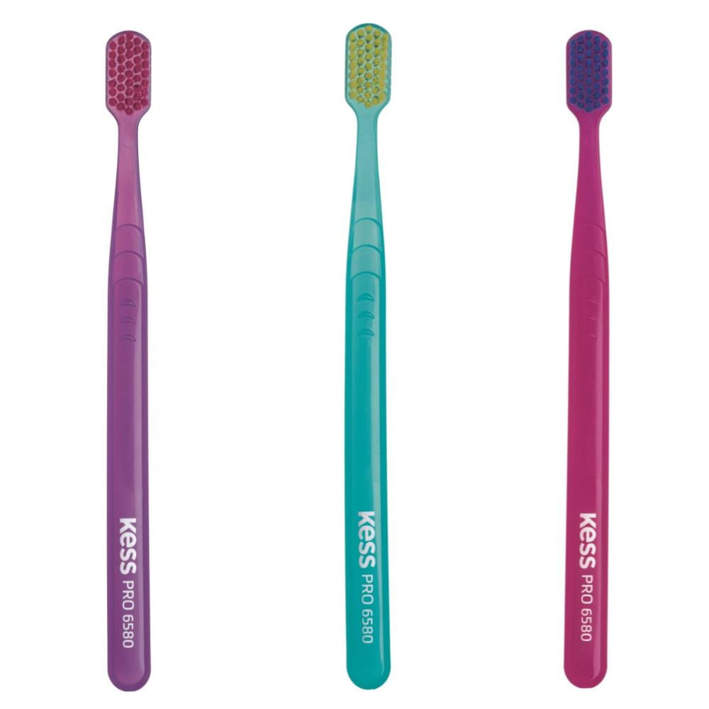 Escova Dental Kess Pro Extra Macias C/3 Cores Sortidas Cód.2109