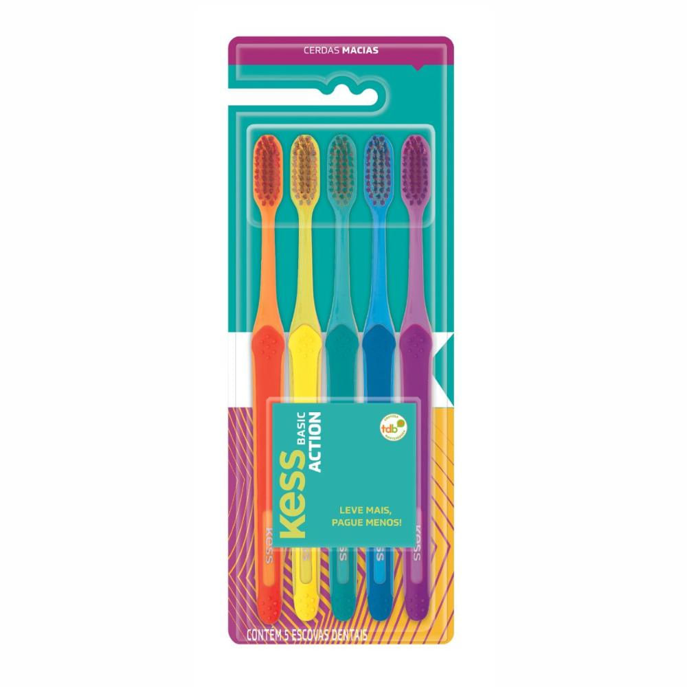 Escova Dental Kess Basic Action Macia C/5 Cód.2548