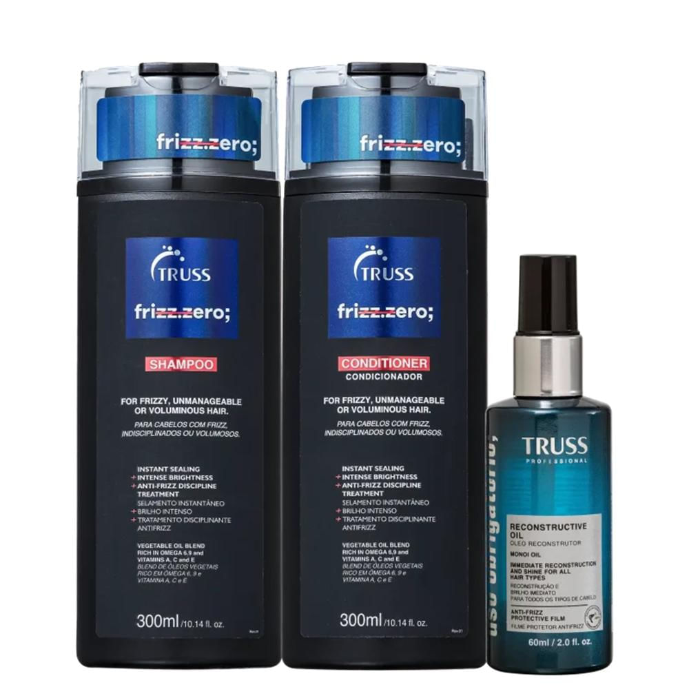 Kit Truss Frizz Zero - Shampoo 300ml + Condicionador 300ml + Uso Obrigatório Óleo 60ml