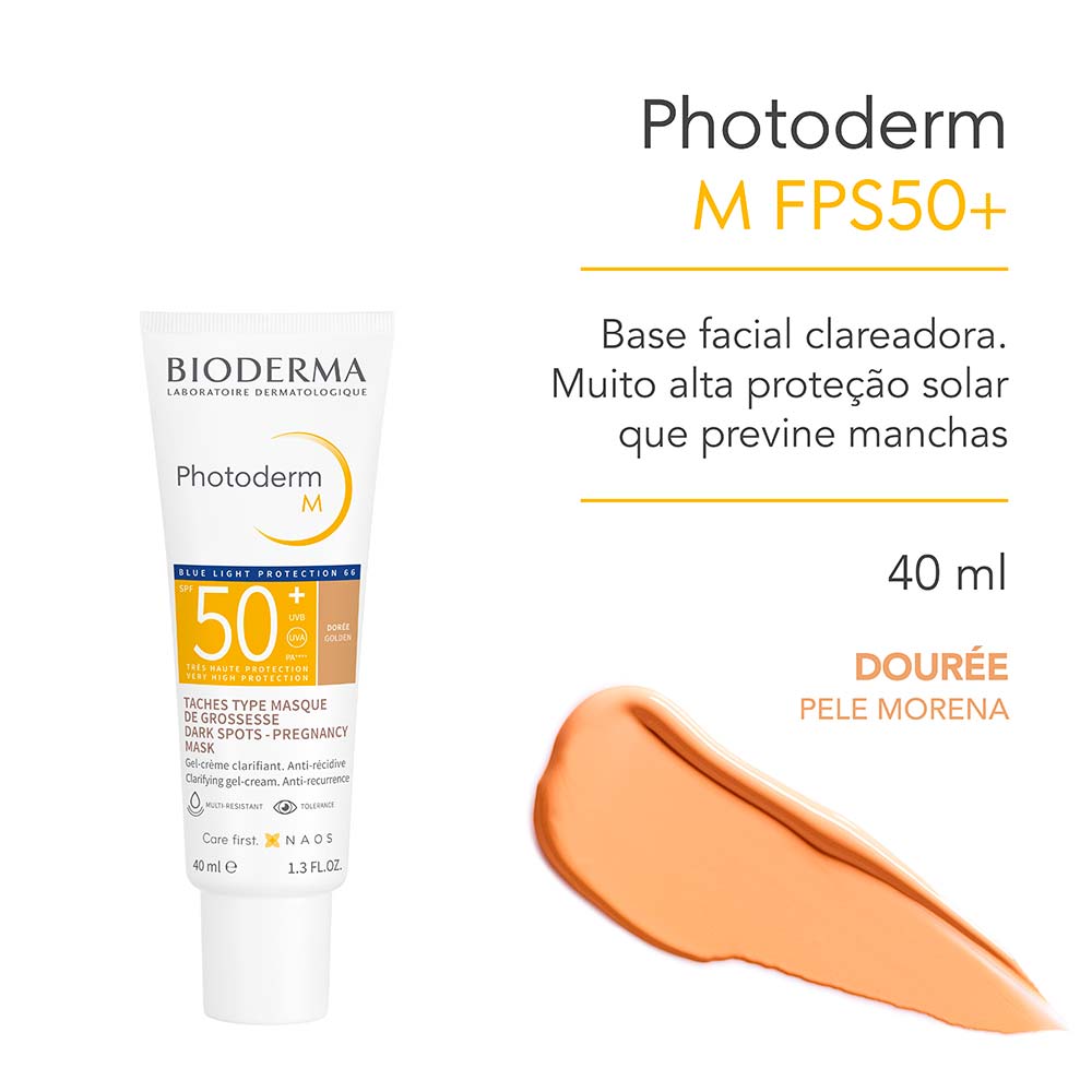 Protetor Solar com Cor + Ação Clareadora Bioderma Photoderm M FPS 50+
