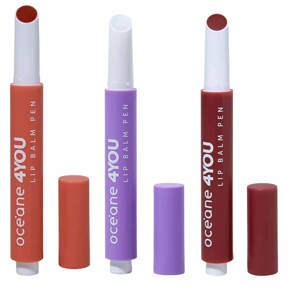 Océane 4 You Hidratante Labial Lip Balm Pen - Transparente + Coral + Vermelho