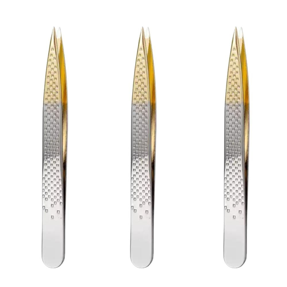 Kit Pinças Silver Gold Enox Belliz Ponta Fina