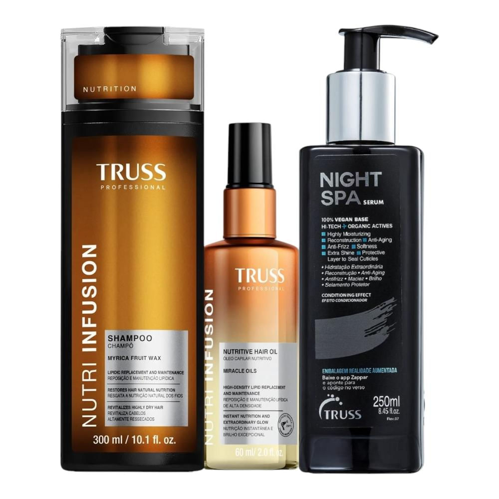 Kit Truss Nutri Infusion - Shampoo 300ml + Óleo 60ml + Night Spa 250ml
