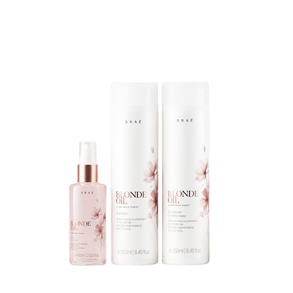 Kit Braé Blonde Oil By Ana Paula Siebert - Shampoo 250ml + Condicionador 250ml + Óleo 60ml