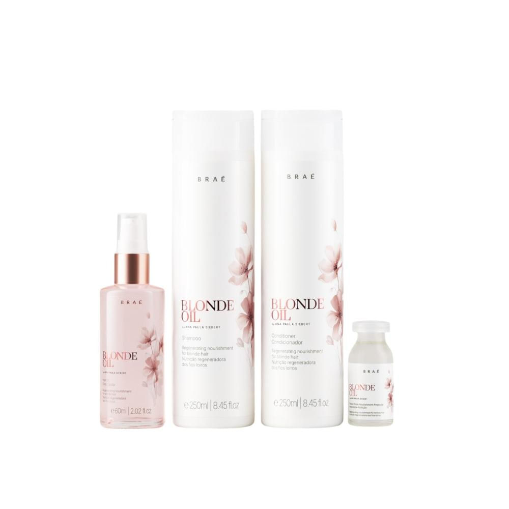 Kit Braé Blonde Oil By Ana Paula Siebert - Shampoo 250ml + Condicionador 250ml + Óleo 60ml + Ampola 13ml