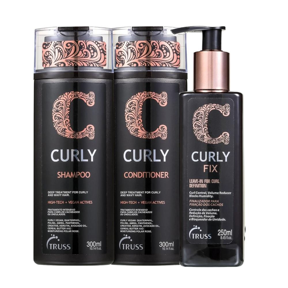 Kit Truss Curly - Shampoo 300ml + Condicionador 300ml + Leave-in Fix 250ml