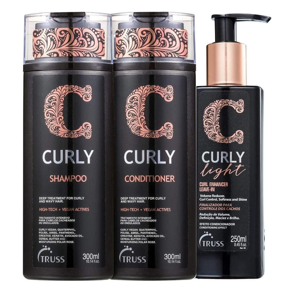 Kit Truss Curly - Shampoo 300ml + Condicionador 300ml + Leave-In Light 250ml