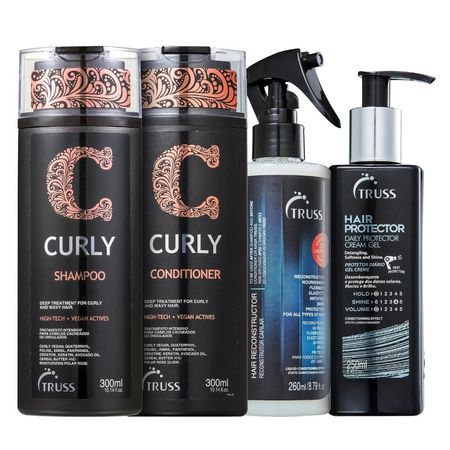 Kit-Truss-Curly---Shampoo-300ml-+-Condicionador-300ml-+--Uso-Obrigatório-260ml-+-Hair-Protector-250ml--1