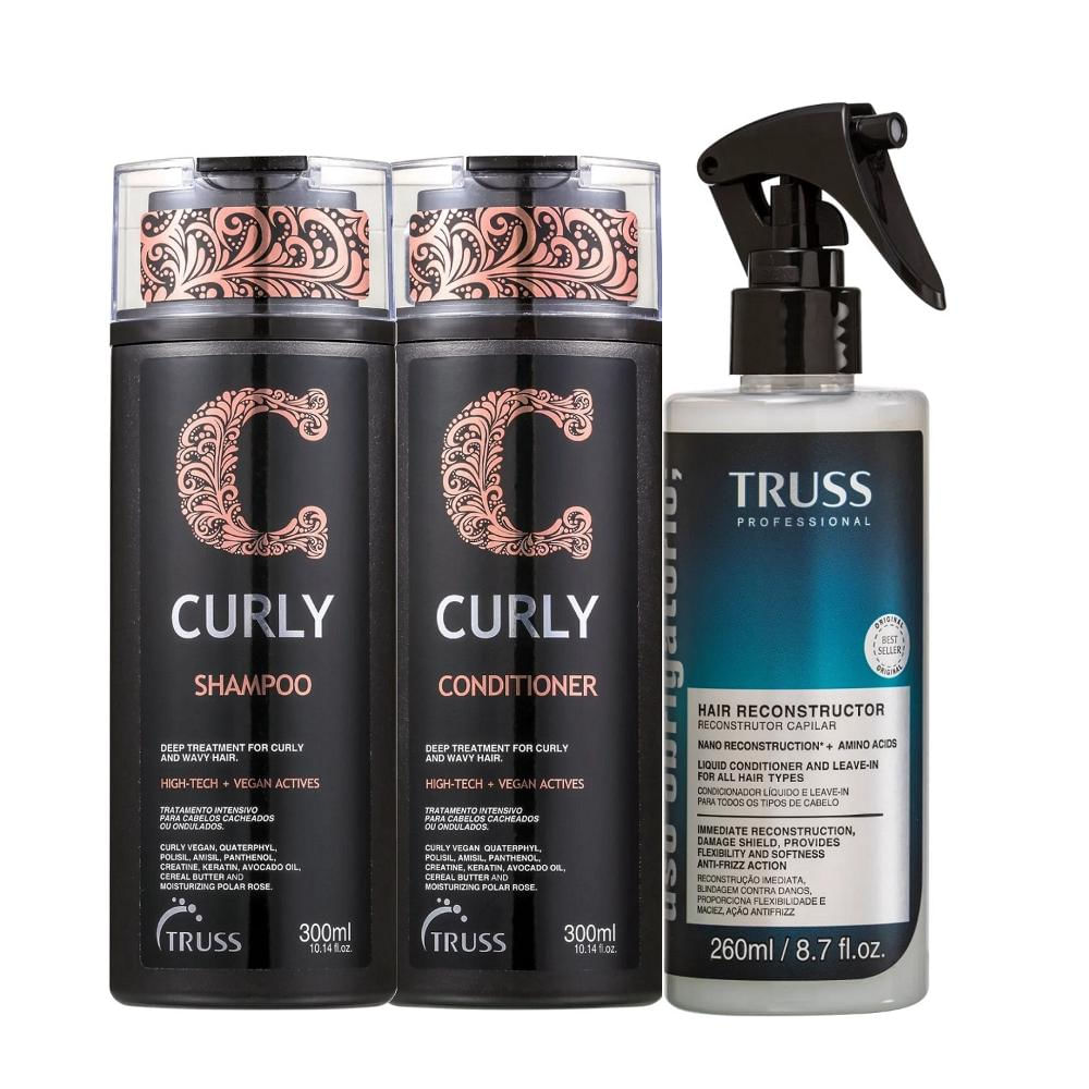 Kit Truss Curly - Shampoo 300ml + Condicionador 300ml + Uso Obrigatório 260ml
