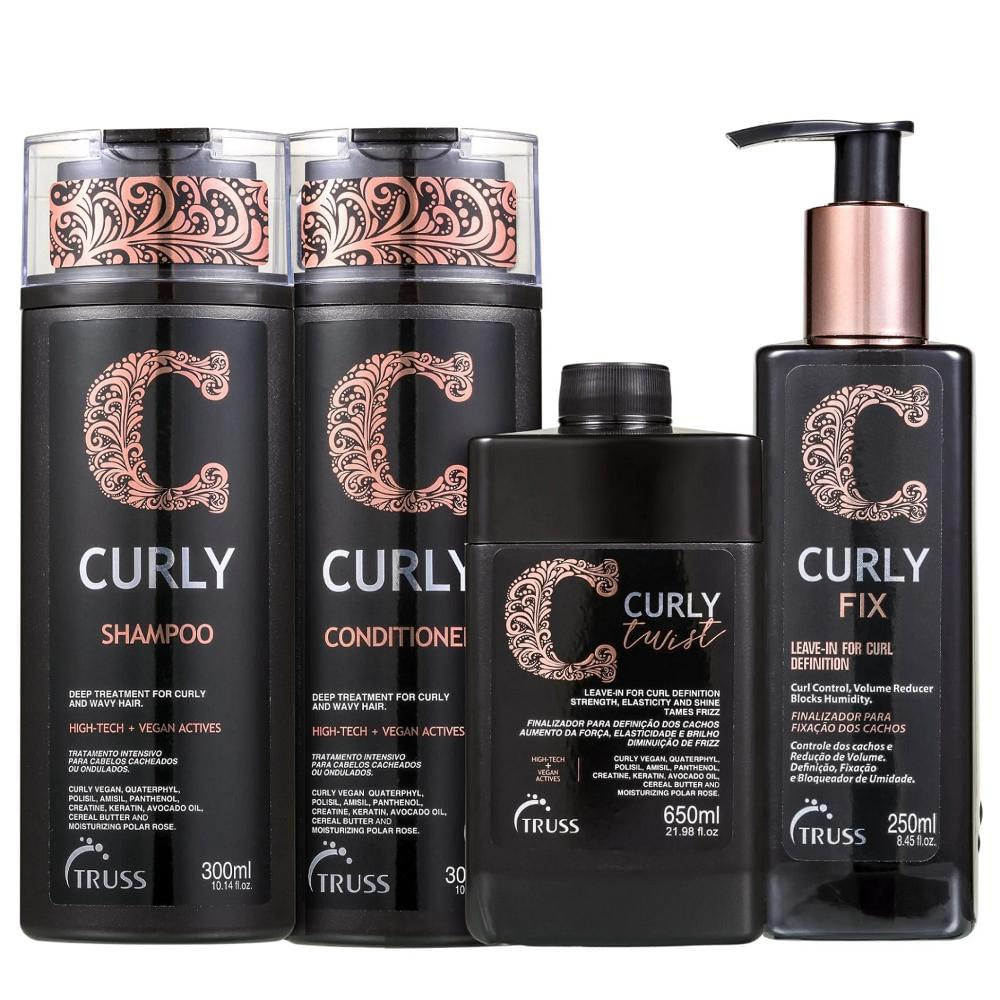 Kit Truss Curly - Shampoo 300ml + Condicionador 300ml + Leave-In Twist 650ml + Leave-In Fix 250ml