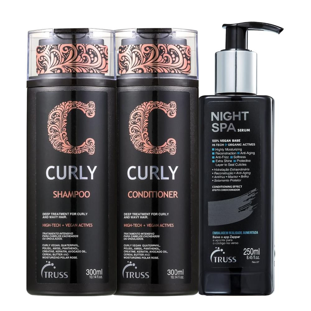 Kit Truss Curly - Shampoo 300ml + Condicionador 300ml + Night Spa 250ml