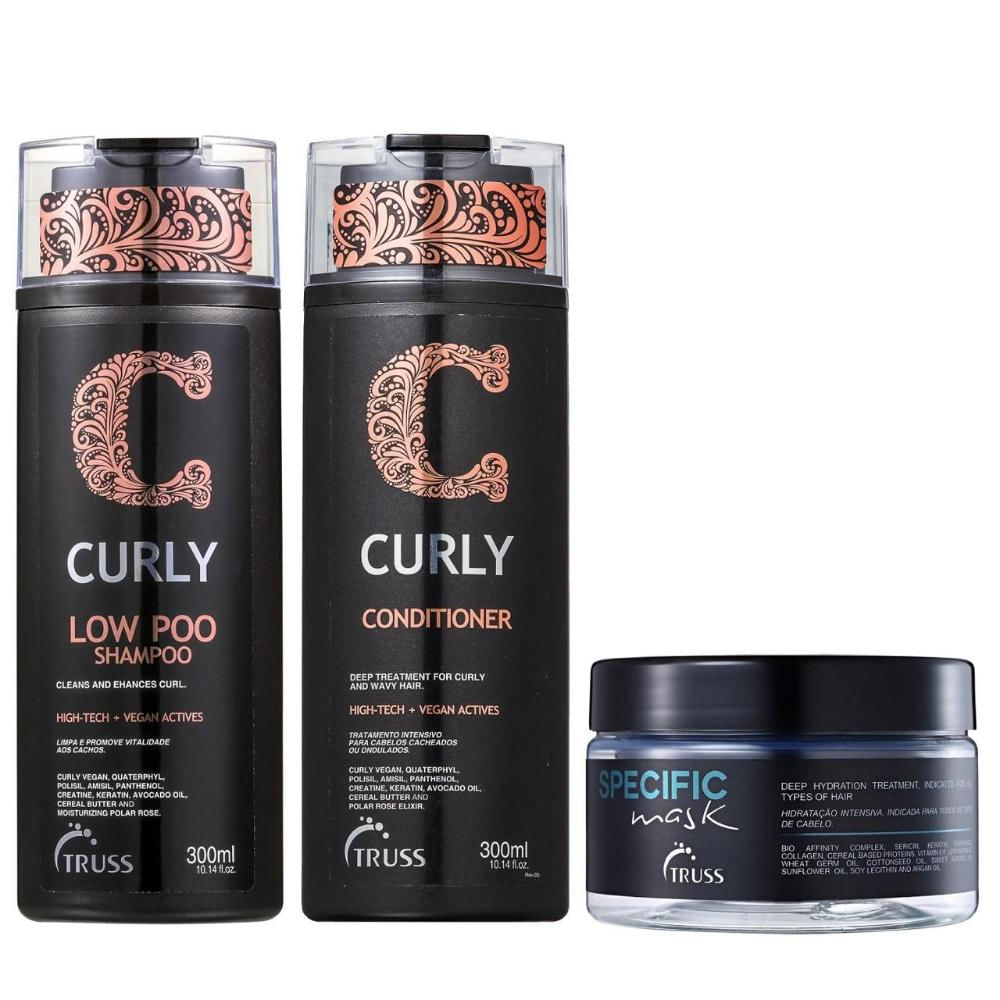 Kit Truss Curly - Shampoo Low-Poo 300ml + Condicionador 300ml + Máscara Specific 180g
