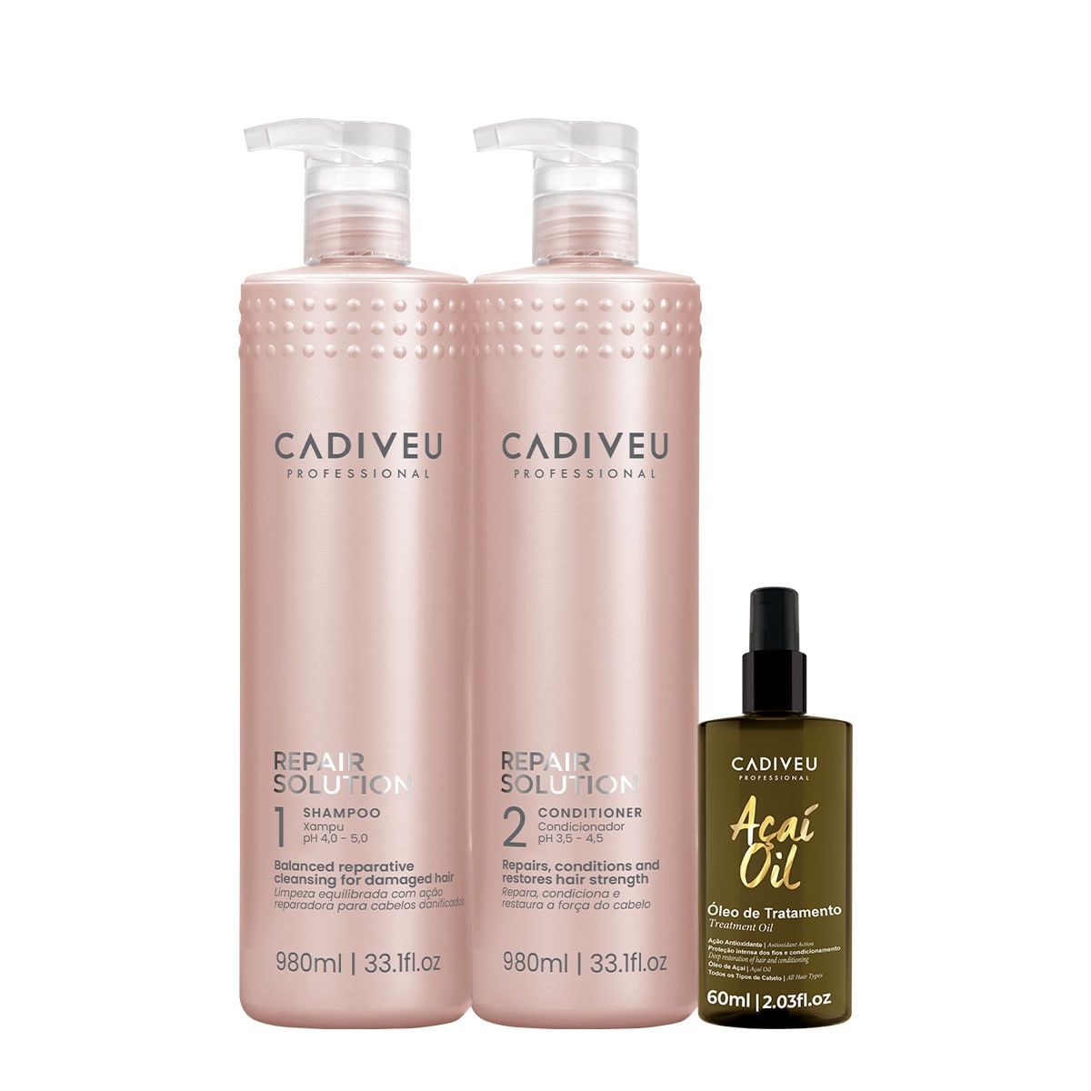 Kit Cadiveu Professional Repair Solution Açaí Duo Salon Oil 60 3 Und