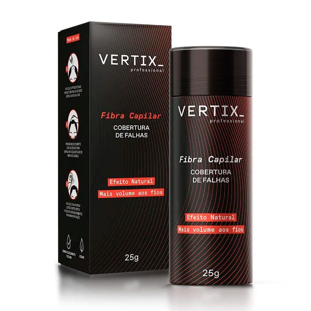 Fibra Capilar Vertix para Cabelos Castanho Claro 25g