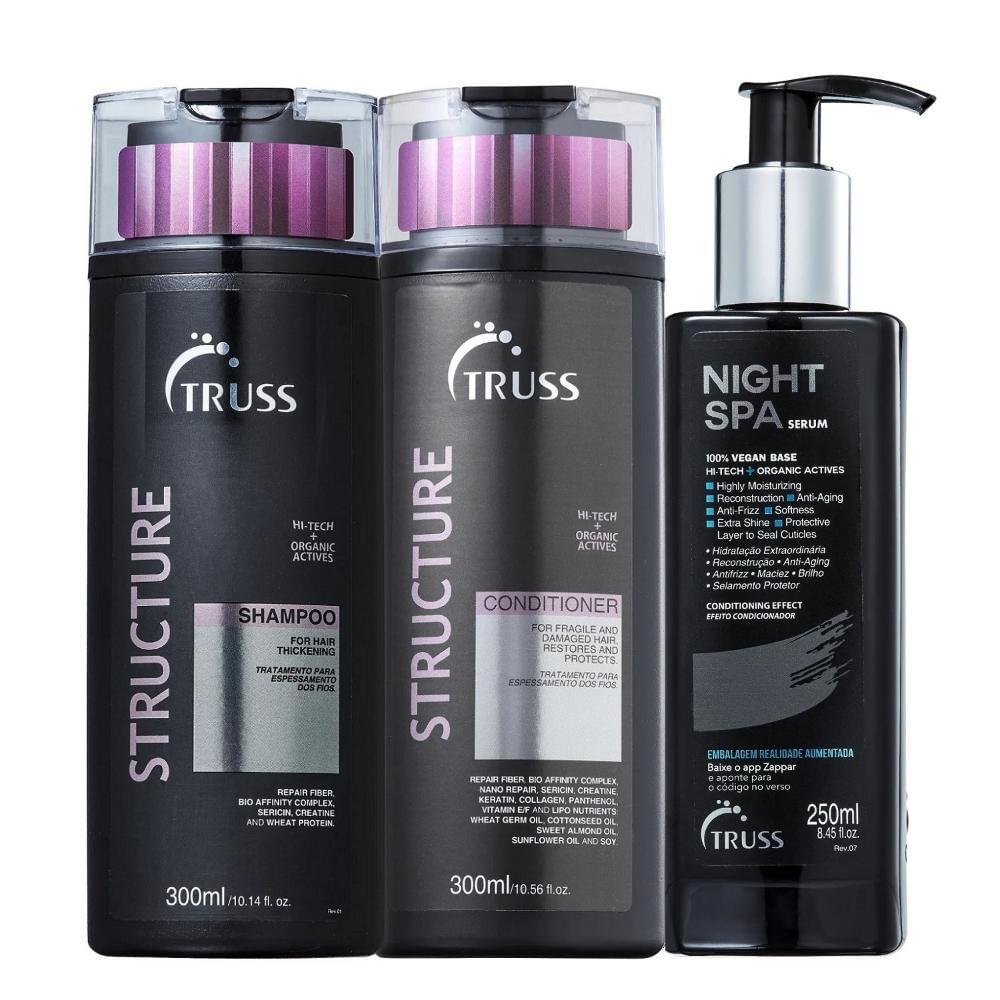 Kit Truss Structure - Shampoo 300ml + Condicionador 300ml + Night Spa 250ml