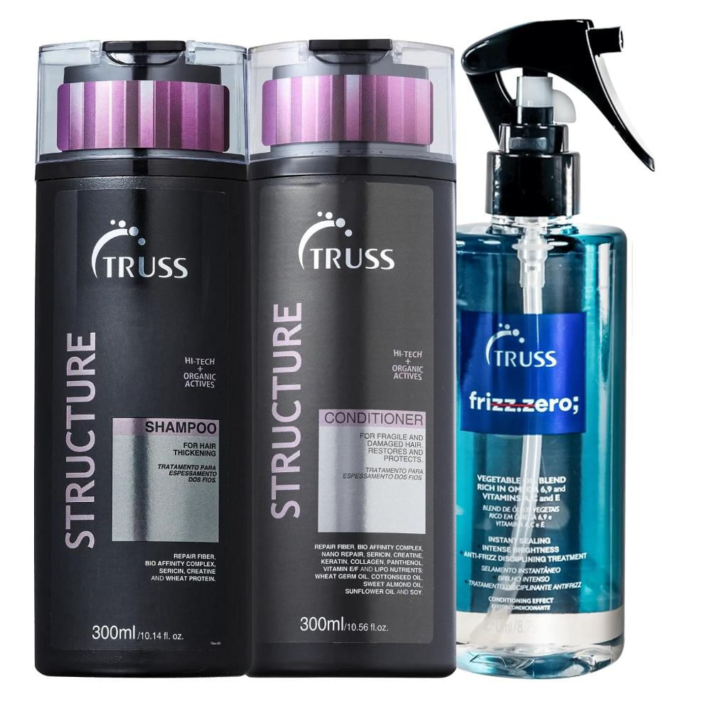 Kit Truss Structure - Shampoo 300ml + Condicionador 300ml+ Frizz Zero 260ml