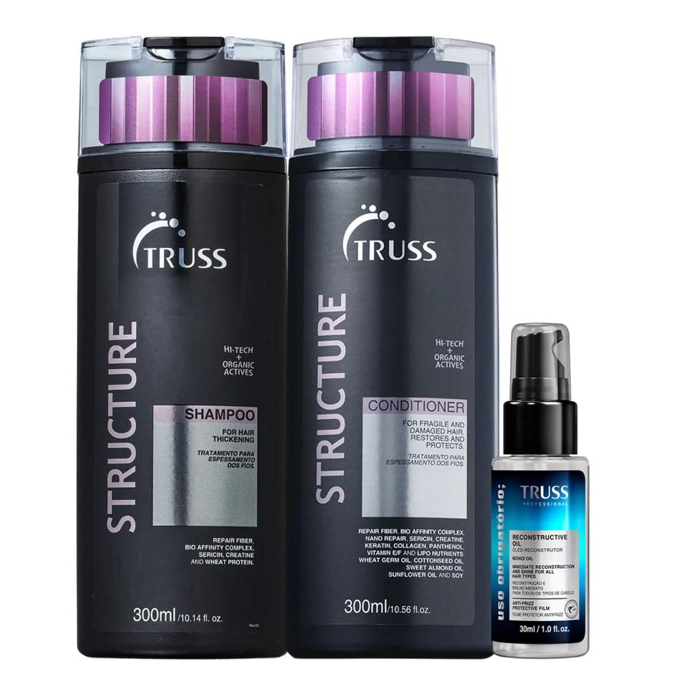 Kit Truss Structure - Shampoo 300ml + Condicionador 300ml + Uso Obrigatório Oil 30ml