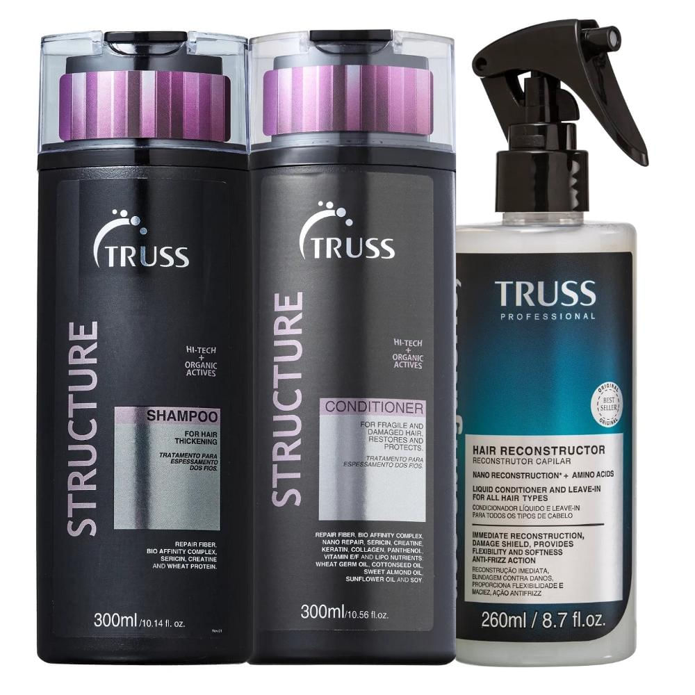 Kit Truss Structure - Shampoo 300ml + Condicionador 300ml + Uso Obrigatório 260ml