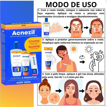 Kit-Cimed-Acnezil:-Sabonete-Líquido-200ml-+Protetor-Solar-FPS-30-60g-+-Gel-Secativo-10g--3