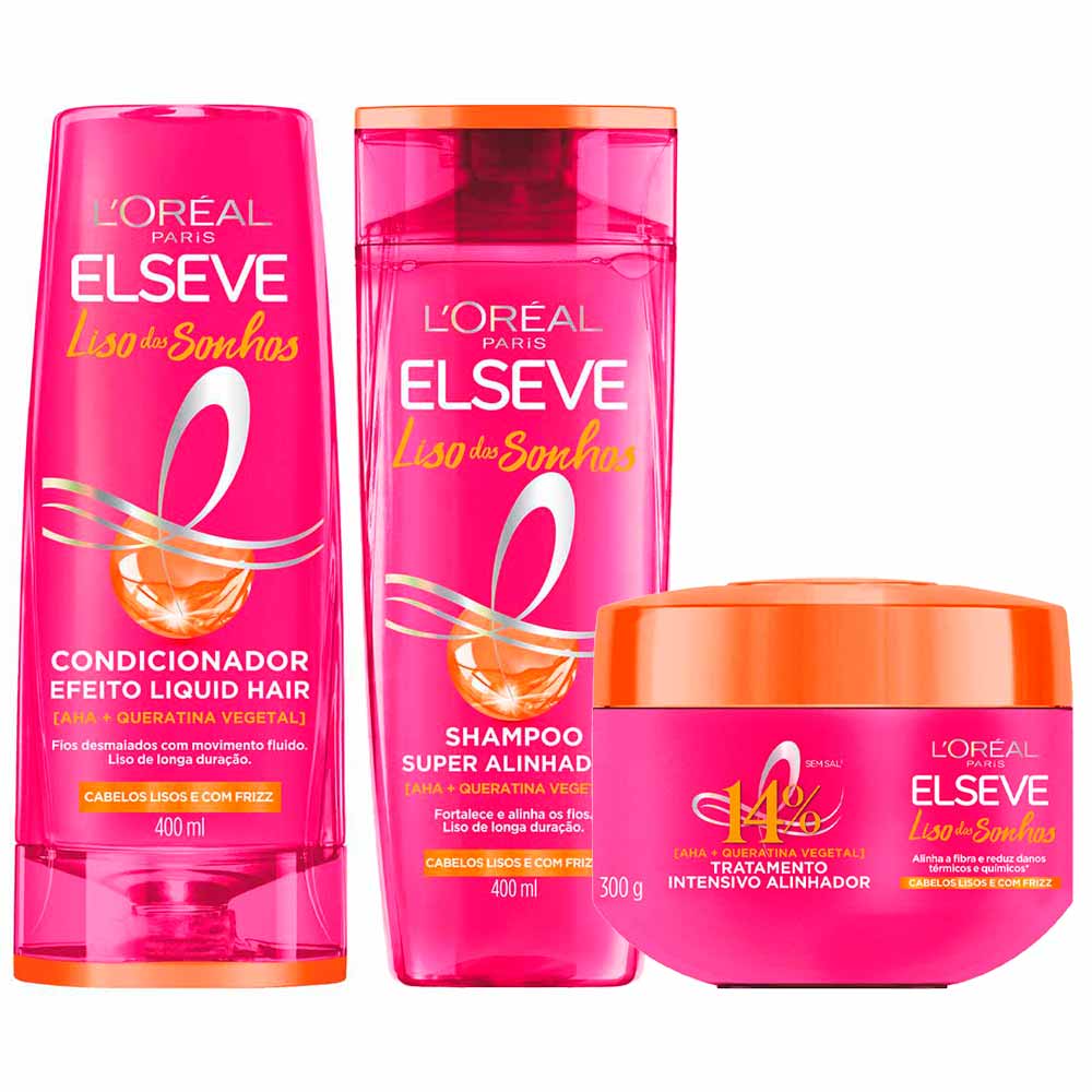 Elseve Liso dos Sonhos Kit - Shampoo + Condicionador + Máscara Capilar