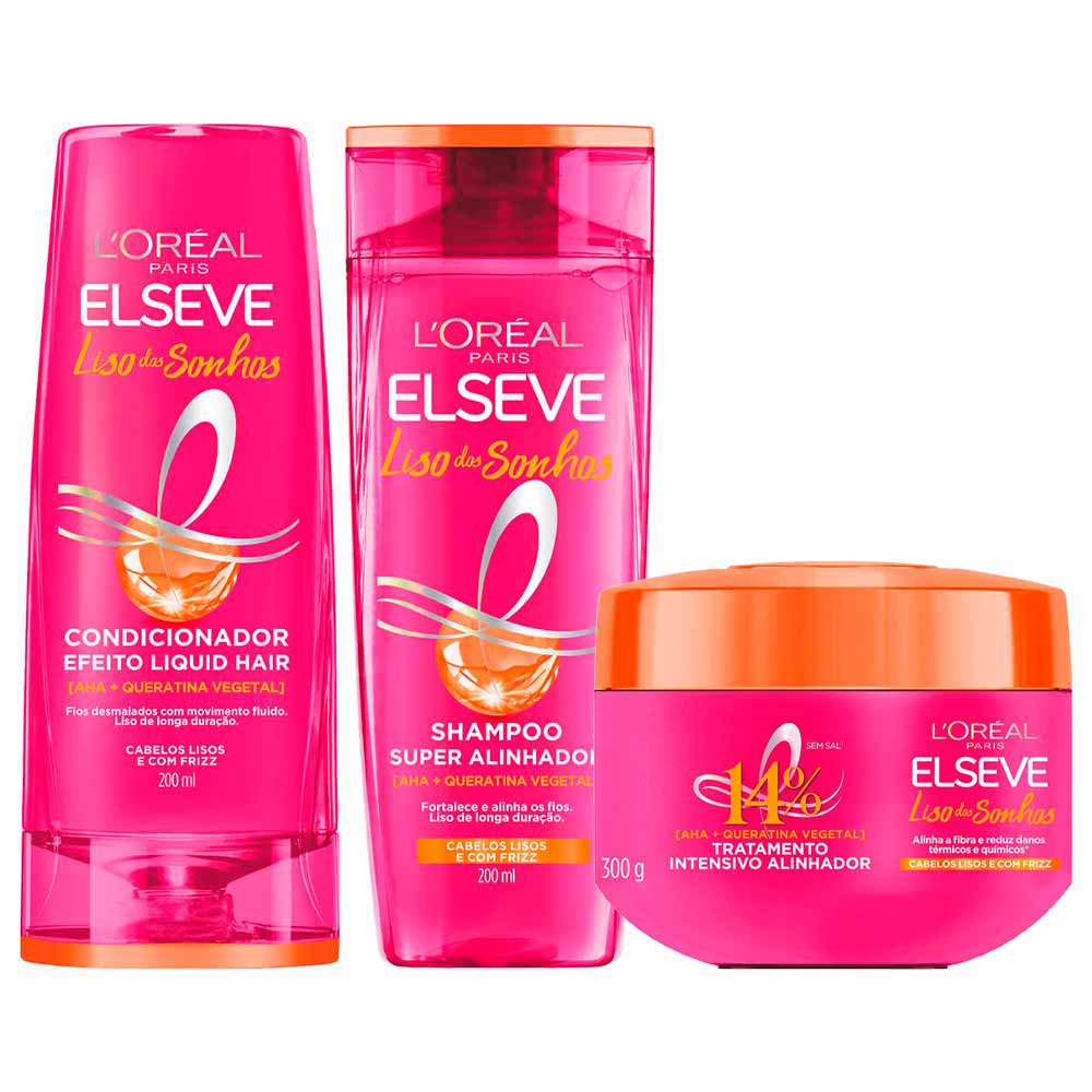 Elseve Liso dos Sonhos Kit - Condicionador + Shampoo + Máscara Capilar