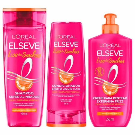 Elseve-Liso-dos-Sonhos-Kit---Creme-para-Pentear-+-Shampoo-+-Condicionador-Kit--1