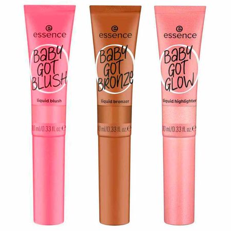 Essence-Baby-Got-Kit---Iluminador-Líquido-Rose-and-Shine-+-Blush-Líquido-Pinkalicious-+-Bronzer-Líquido-Sunkissed-Sweety-Kit--1