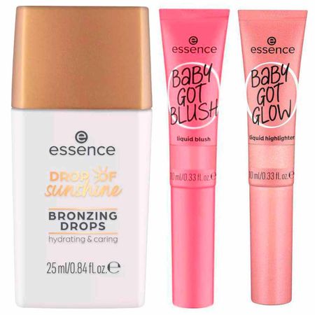Essence-Kit---Bronzer-Líquido-Dourado-+-Blush-Líquido-Pinkalicious-+-Iluminador-Líquido-Rose-and-Shine-Kit--1