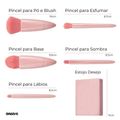 Kit de Pincéis de Maquiagem 5 em 1 para Olhos, Pele e Lábios