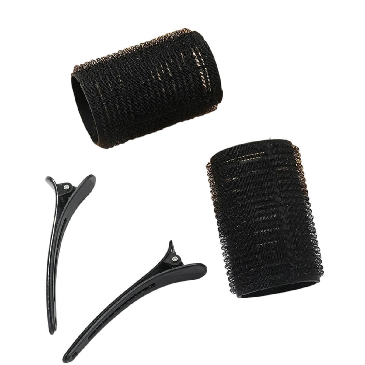 Nobrand - Kit Bobes de Cabelo com Velcro e Grampo 35mm Nº 4 Preto (2 Peças)