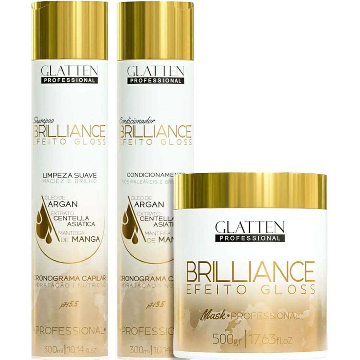 Glatten Brilliance - Kit Cronograma Capilar Efeito Gloss Trio