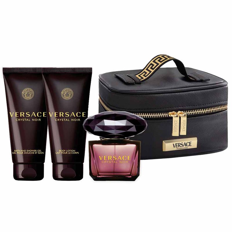 Coffret Versace Crystal Noir Perfume Feminino EDP Body Lotion