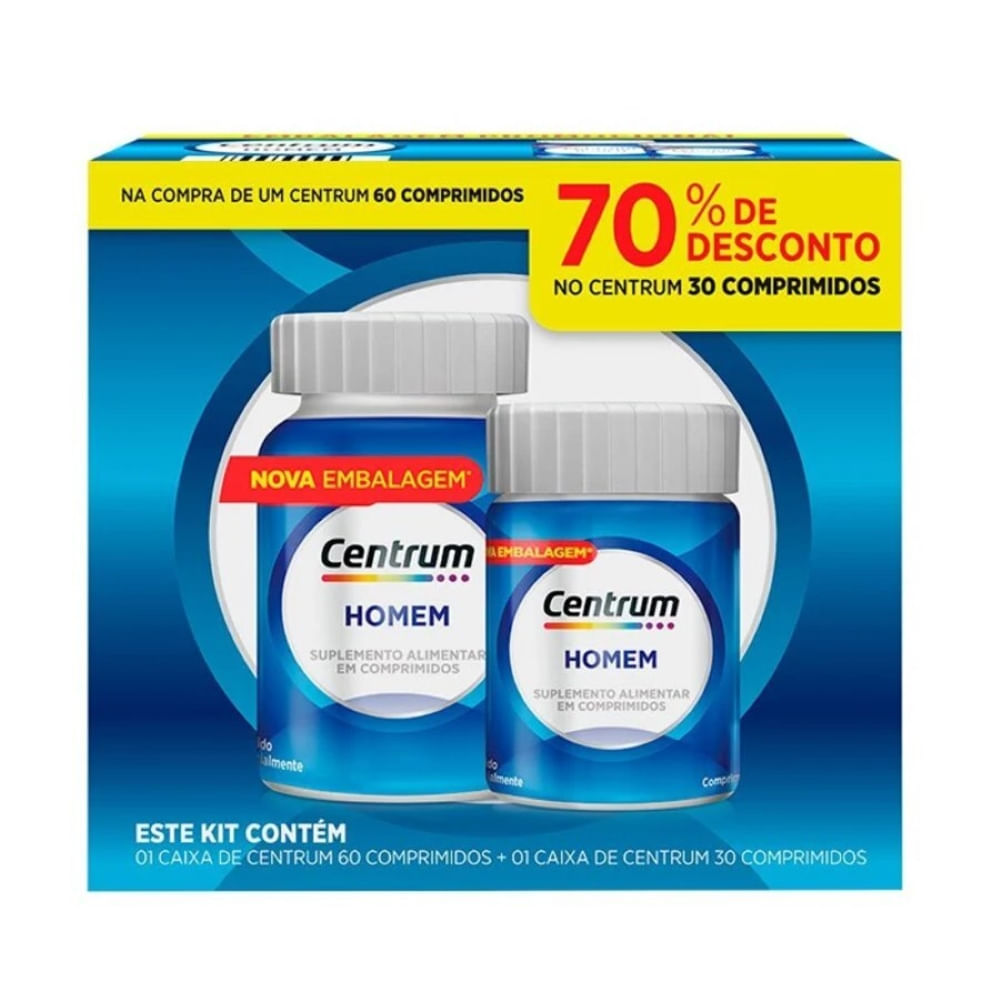 Suplemento Polivitamínico Centrum Essentials Homem de A a Zinco 60 + 30 Comprimidos