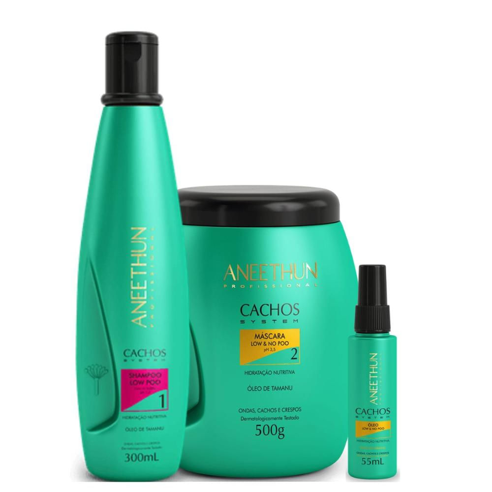Aneethun Cachos Shampoo 300ml + Máscara 500g + Óleo 55ml