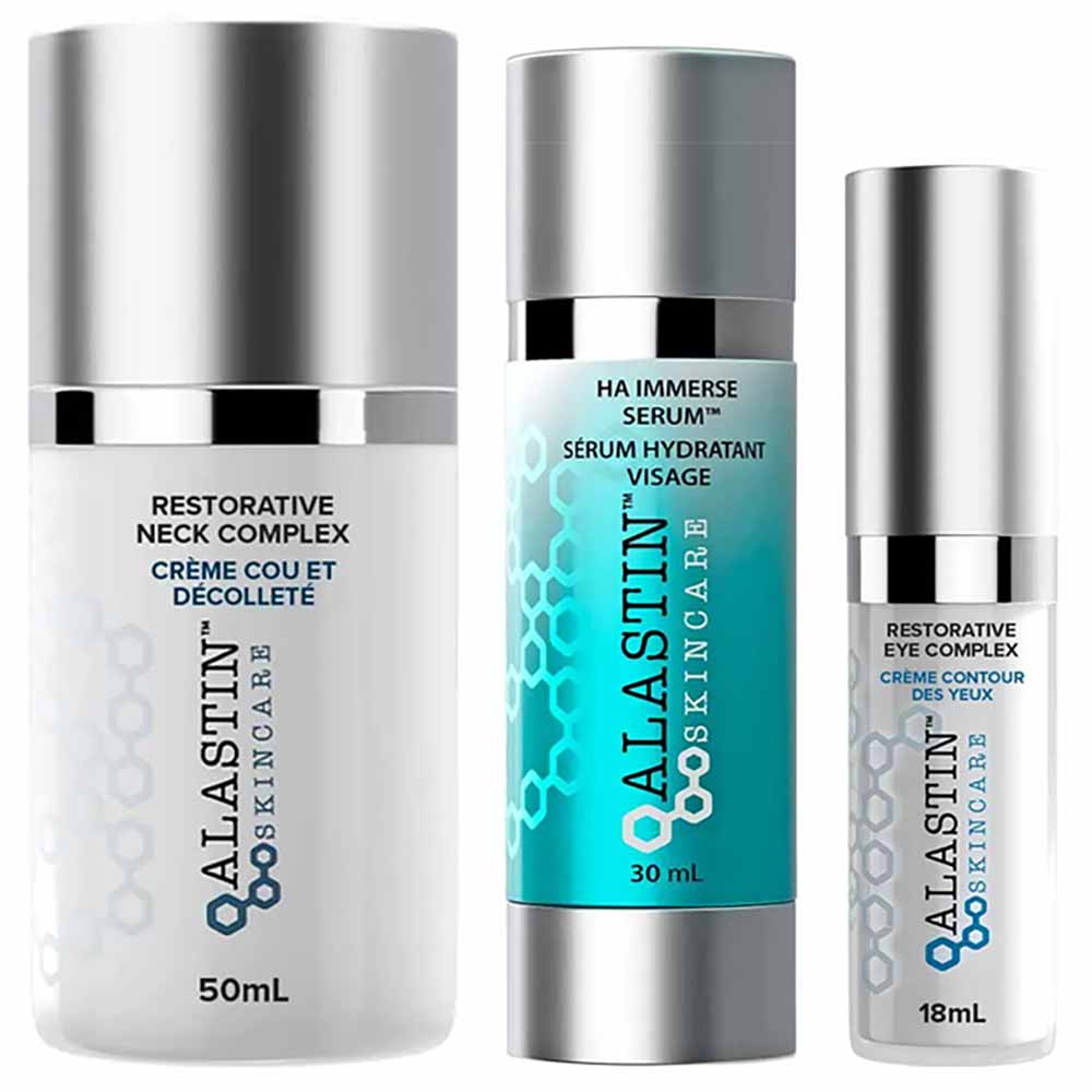 Alastin Skincare Kit - Creme para Área dos Olhos + Creme Restaurador para Pescoço e Colo + Sérum Facial