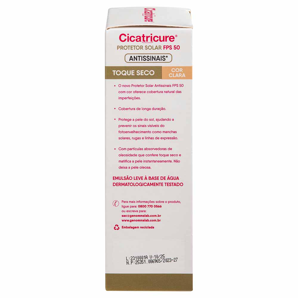 Cicatricure Protetor Solar FPS50 com Cor