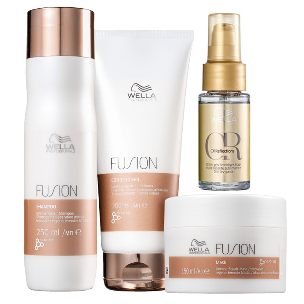 Wella Professionals Fusion Shampoo 250ml-Cond 200ml-Mascara 150ml-Oil Reflections 30ml