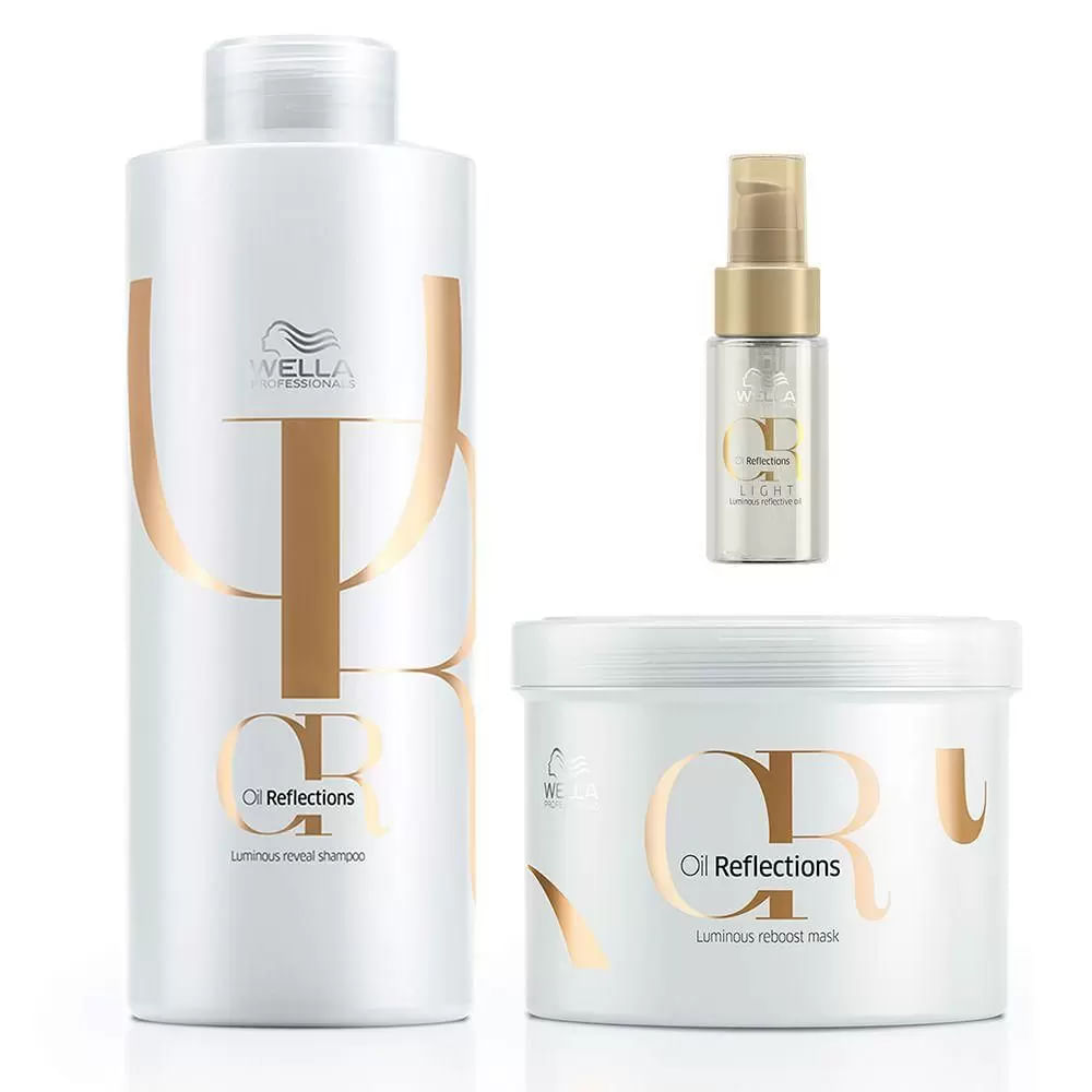Kit Wella Professionals Oil Reflections  Shampoo + Máscara Grande + Oil Reflections Ligth 30ml 3 produtos