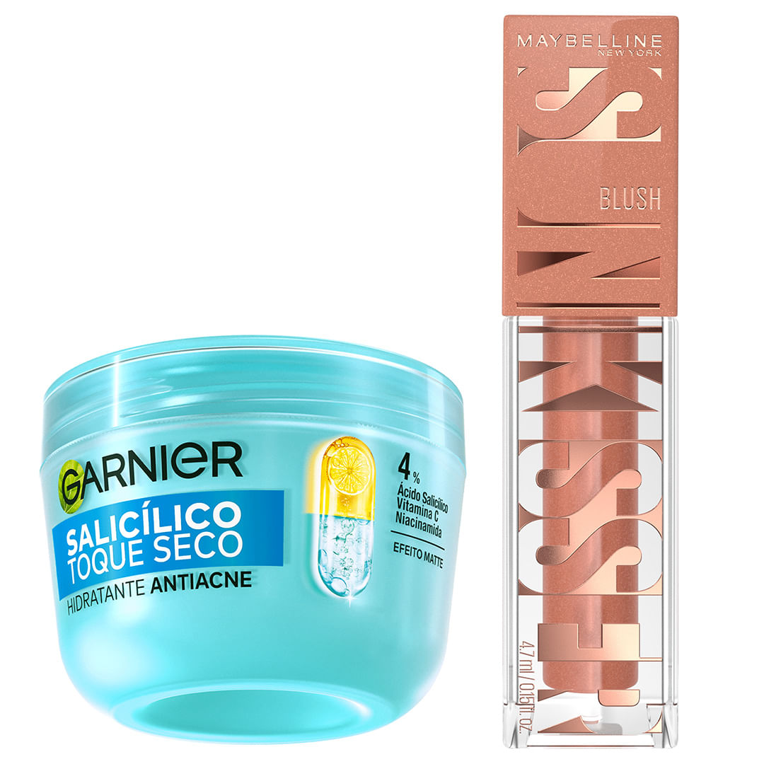 Kit Maybelline + Garnier - Blush Líquido 11 Electric Bronze + Hidratante Facial