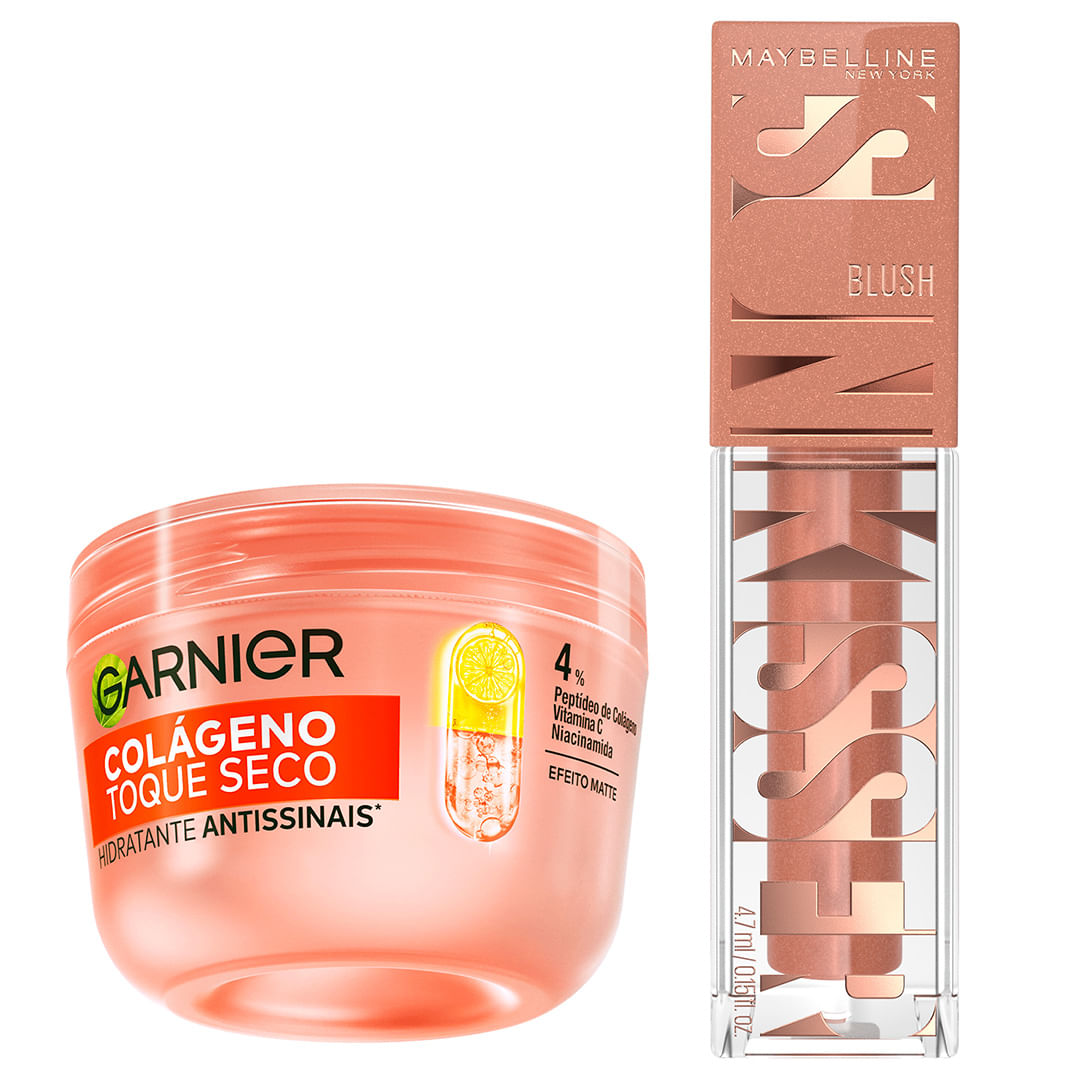 Kit Maybelline + Garnier - Blush Líquido Sunkisser 11 Electric Bronze + Hidratante Facial