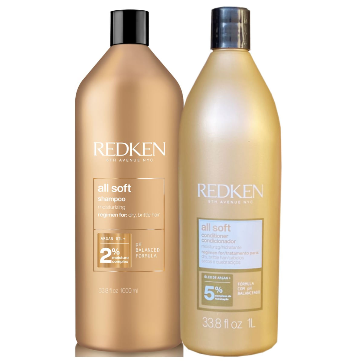 Kit Redken All Soft Shampoo 1L E Condicionador 1L
