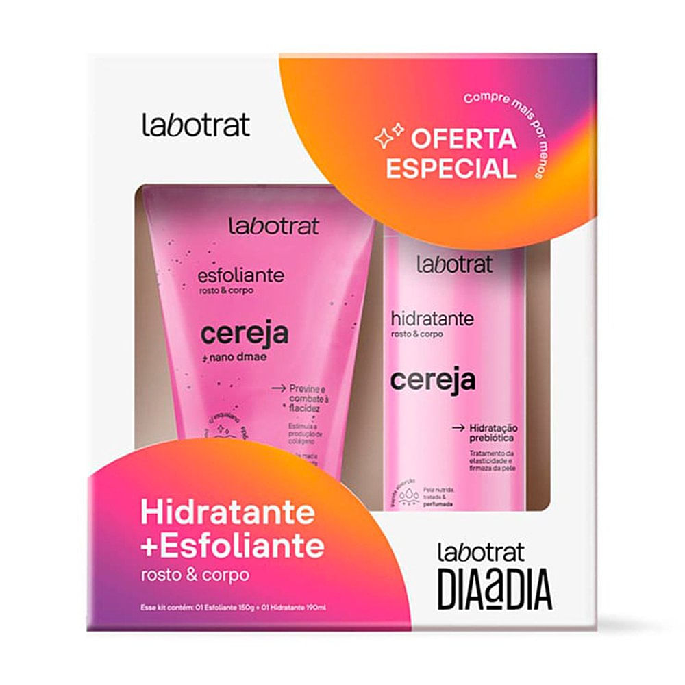 Kit Labotrat Dia a Dia Cereja Hidratante 190ml+Esfoliante 150g