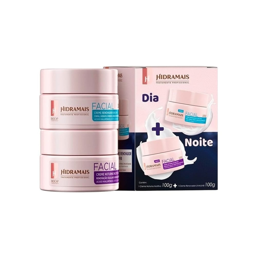 Kit Hidramais Facial Dia e Noite Creme Renovador 100g + Creme noturno 100g