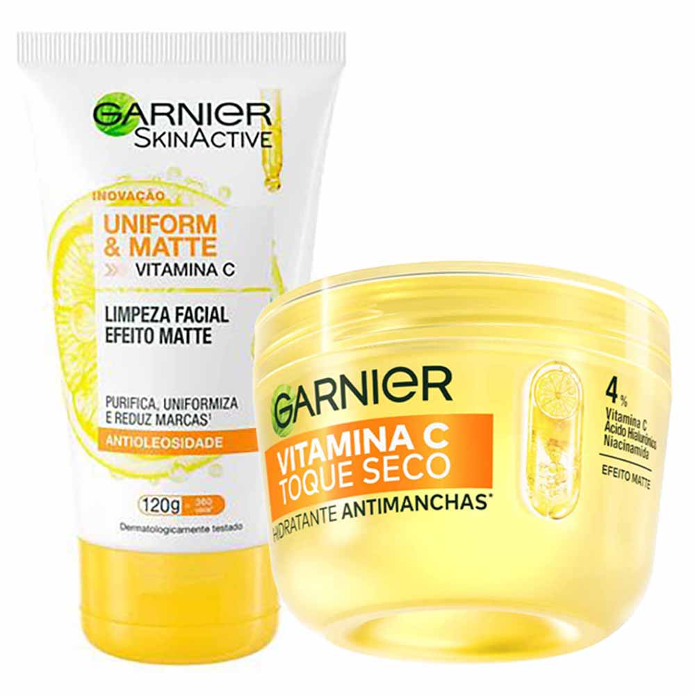 Garnier Skin Vitamina C Kit - Hidratante Facial Antimanchas + Gel de Limpeza Facial