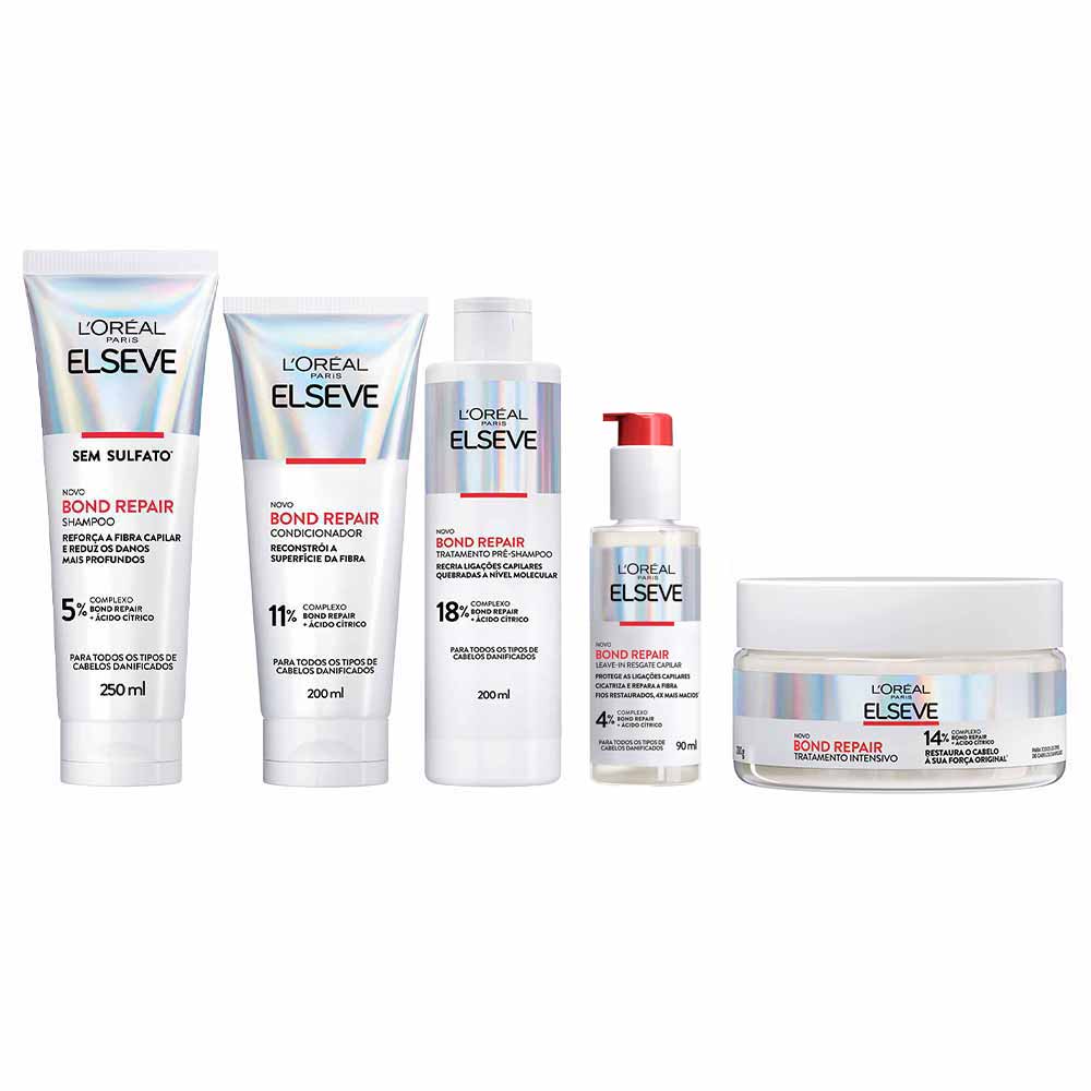 Kit Elseve Bond Repair - Pré Shampoo + Shampoo + Condicionador + Leave in + Máscara