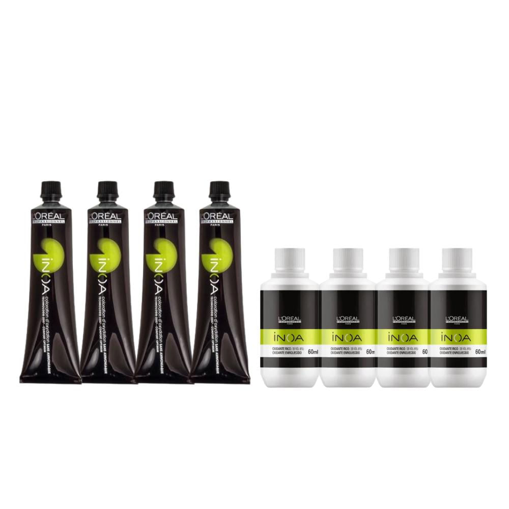 Kit L'Oréal Professionnel 4 Oxidante Mini Inoa 20V - 60ml + 4 Tubos Inoa 7.0