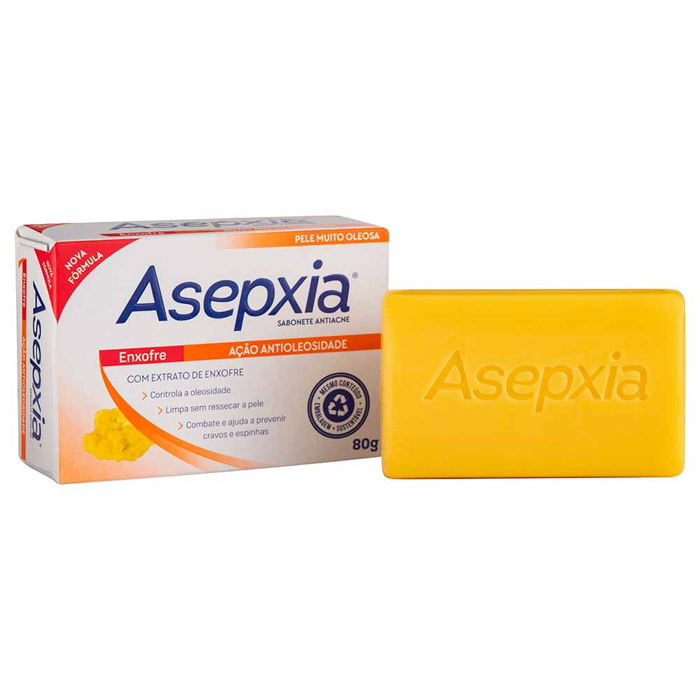 Asepxia Sabonete em Barra Enxofre Ação Anti Oleosidade