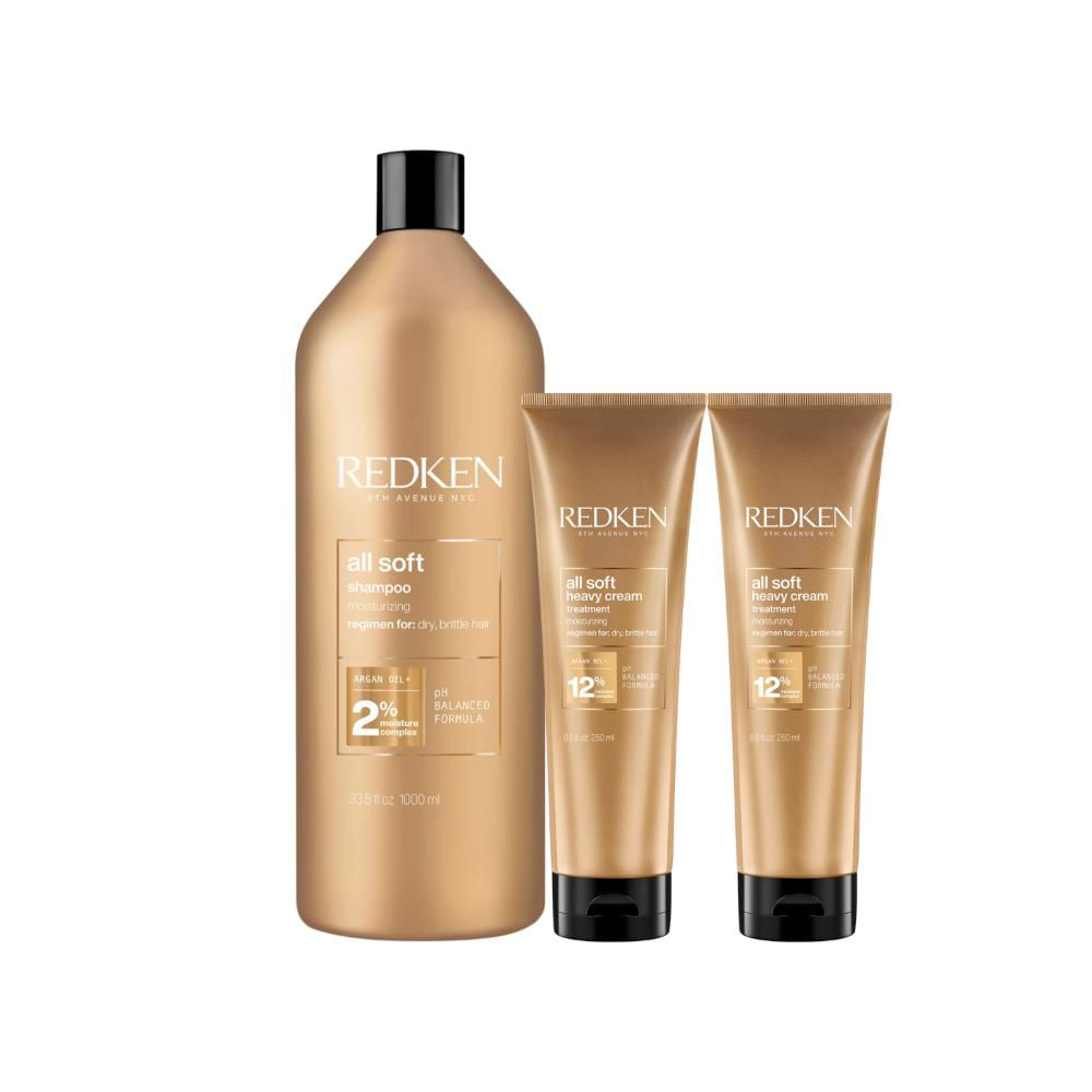 Kit Redken All Soft Shampoo 1000ml + 2 Máscara Bisnaga 250g