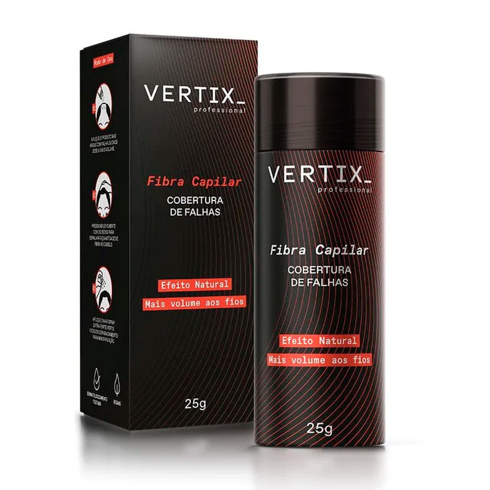 Fibra Capilar Vertix para Cabelos Preto 25g